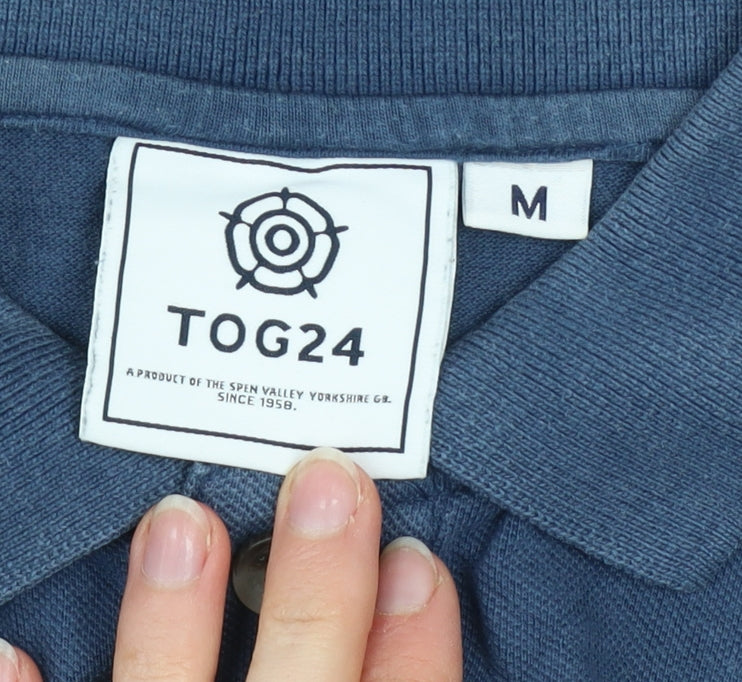 TOG24 Men's Blue Cotton Polo Shirt Size M Classic Fit