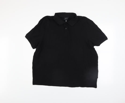 H&M Men’s Black Regular Fit Cotton Polo Shirt XL