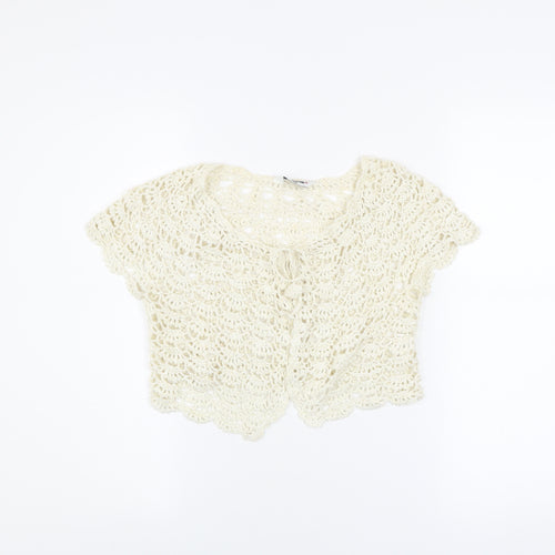 Select Women Ivory Crochet Shrug Size 10 Boho Open Knit Cardigan