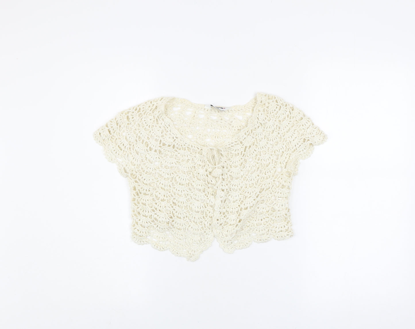 Select Women Ivory Crochet Shrug Size 10 Boho Open Knit Cardigan