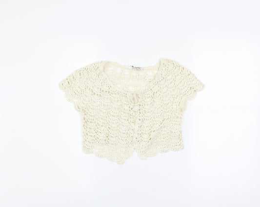 Select Women Ivory Crochet Shrug Size 10 Boho Open Knit Cardigan