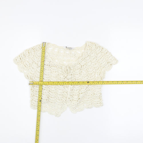 Select Women Ivory Crochet Shrug Size 10 Boho Open Knit Cardigan