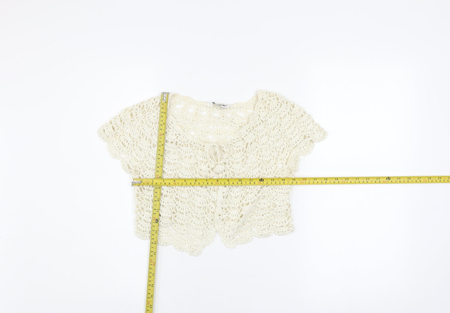 Select Women Ivory Crochet Shrug Size 10 Boho Open Knit Cardigan