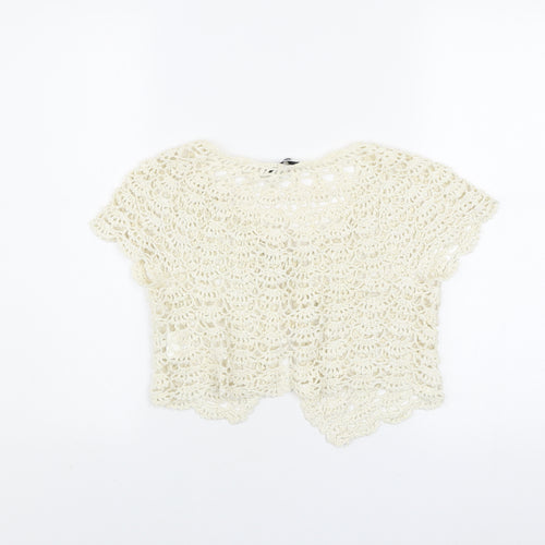 Select Women Ivory Crochet Shrug Size 10 Boho Open Knit Cardigan