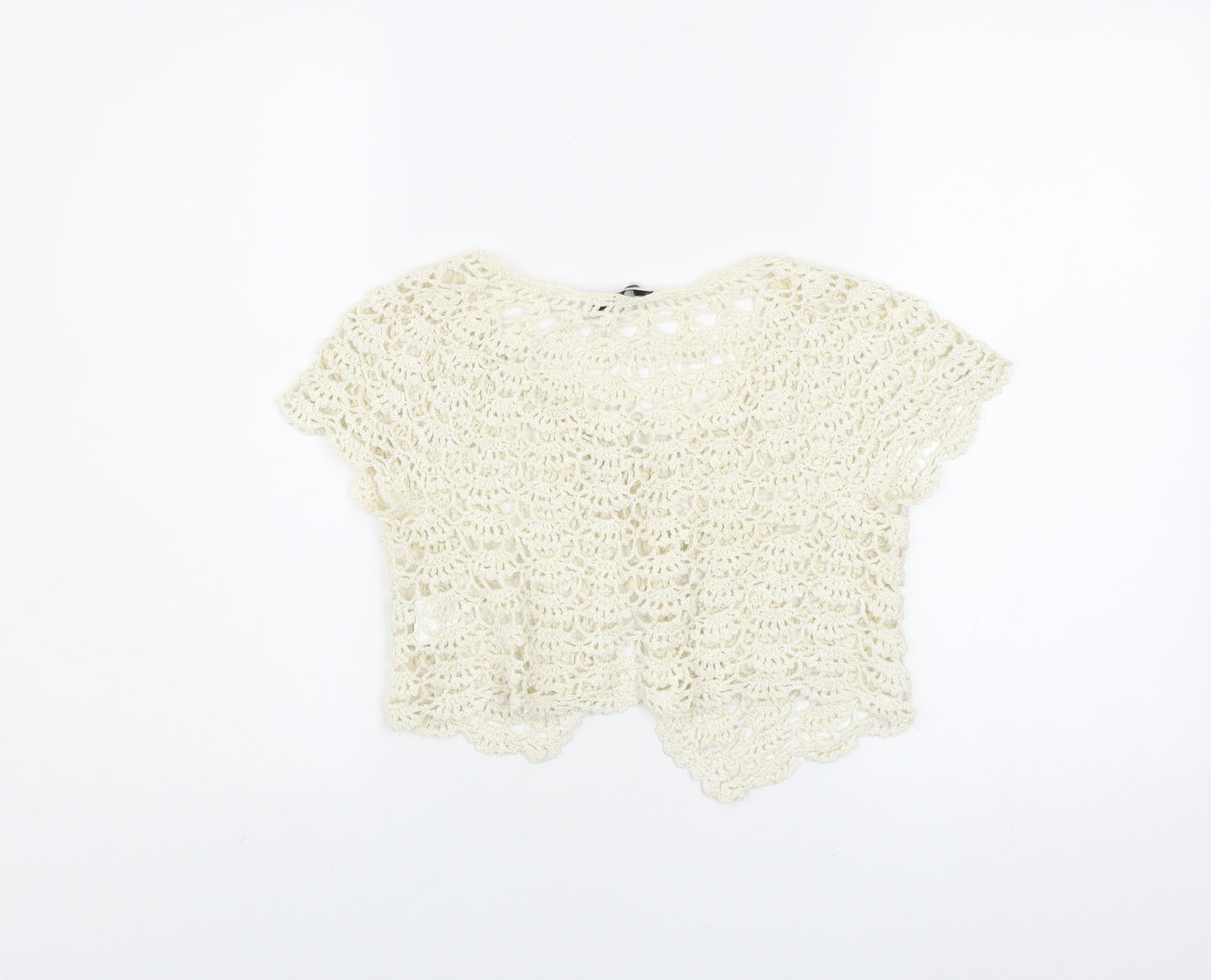 Select Women Ivory Crochet Shrug Size 10 Boho Open Knit Cardigan