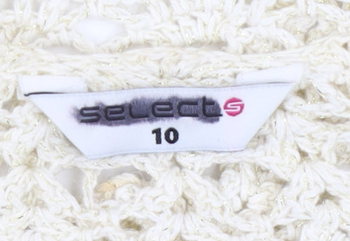 Select Women Ivory Crochet Shrug Size 10 Boho Open Knit Cardigan