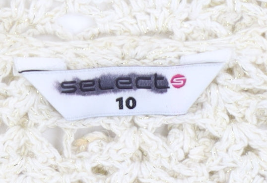 Select Women Ivory Crochet Shrug Size 10 Boho Open Knit Cardigan