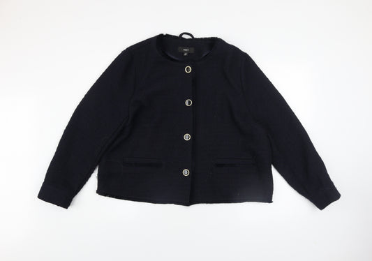 Next Women’s Black Tweed Collarless Blazer Jacket UK 20