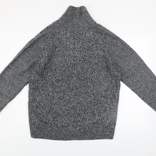 Next Men’s Grey Chunky Knit High Neck Button Jumper XL