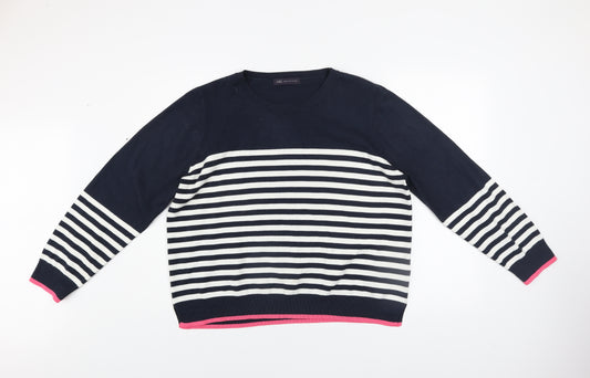 Marks and Spencer Women’s Blue Striped Crew Neck Jumper Size 20