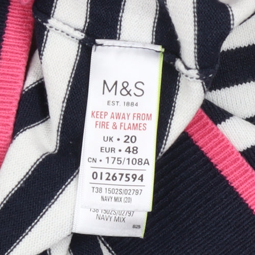 Marks and Spencer Women’s Blue Striped Crew Neck Jumper Size 20