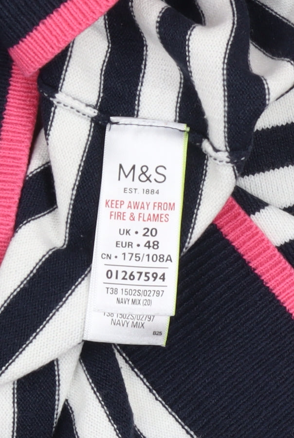 Marks and Spencer Women’s Blue Striped Crew Neck Jumper Size 20