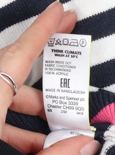 Marks and Spencer Women’s Blue Striped Crew Neck Jumper Size 20