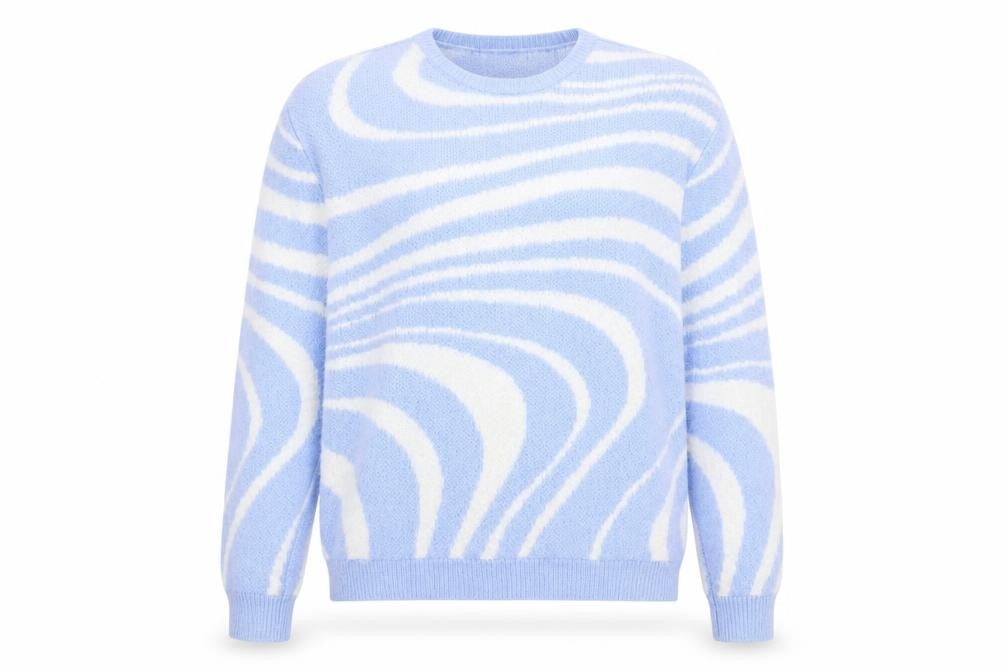 Front view of ASOS Design Women Blue & White jumper M Knit Crew Neck