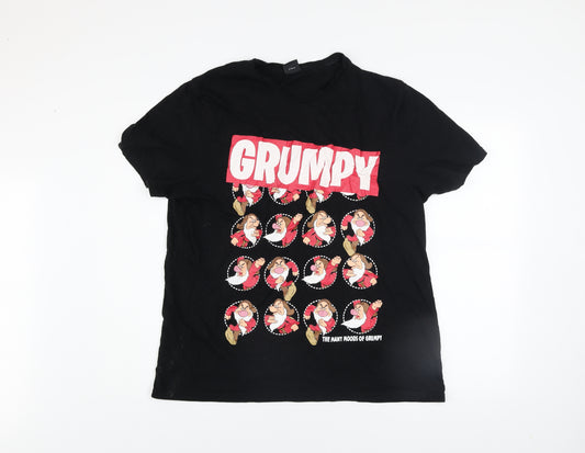 Disney Men's Black Grumpy Graphic T-Shirt XL Short Sleeve Cotton