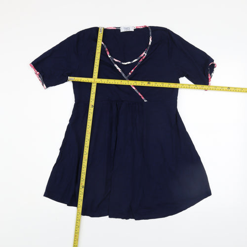 Happy Mama Women's Blue Wrap Maternity Blouse Top Size XL