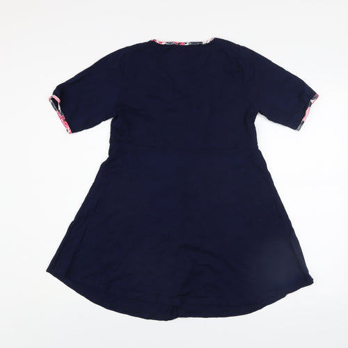 Happy Mama Women's Blue Wrap Maternity Blouse Top Size XL