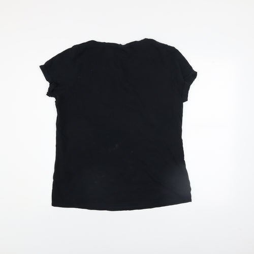 Harry Potter Women's Black Sequin T-Shirt UK 16 Short Sleeve Cotton