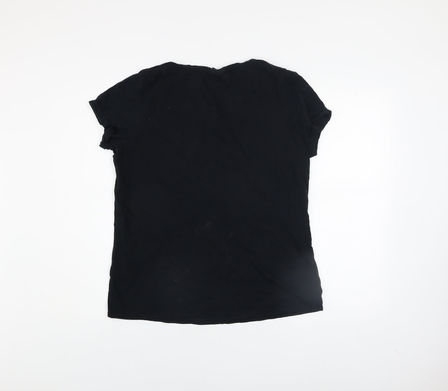 Harry Potter Women's Black Sequin T-Shirt UK 16 Short Sleeve Cotton