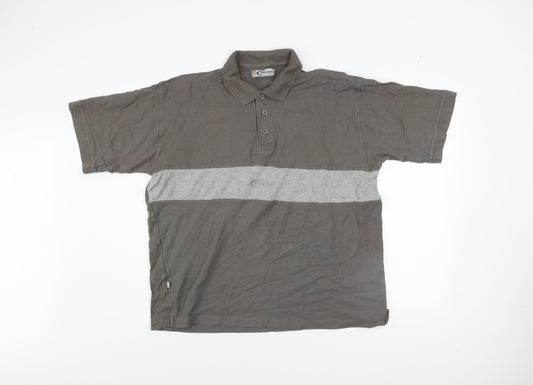 TOG24 Men's Grey XL Colourblock Cotton Polo Shirt