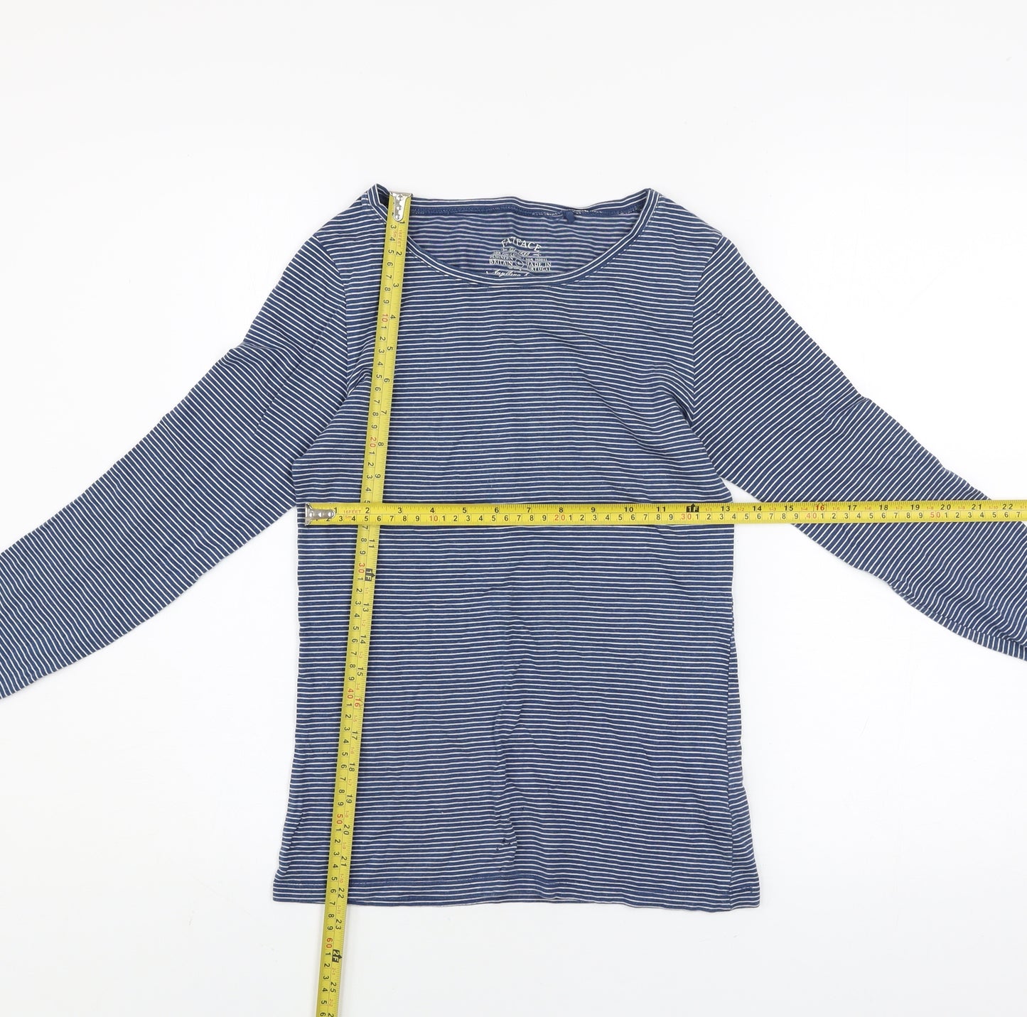 FatFace Women’s Blue Striped Long Sleeve Cotton Modal Top Size 6