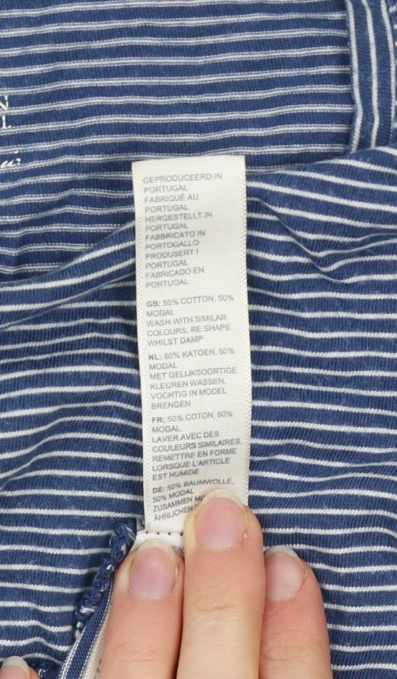 FatFace Women’s Blue Striped Long Sleeve Cotton Modal Top Size 6