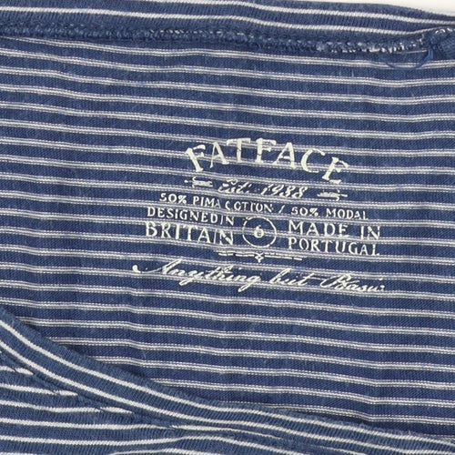 FatFace Women’s Blue Striped Long Sleeve Cotton Modal Top Size 6