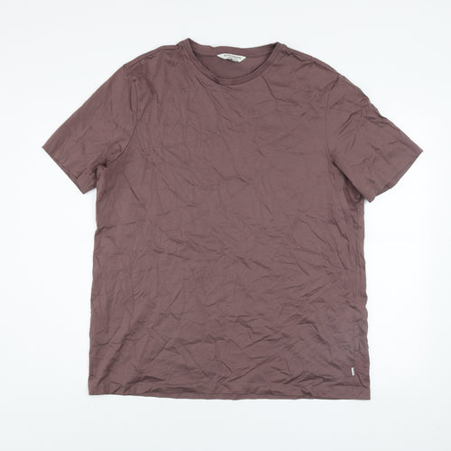 Marks and Spencer Autograph Men's Brown XL Cotton Crew Neck T-Shirt