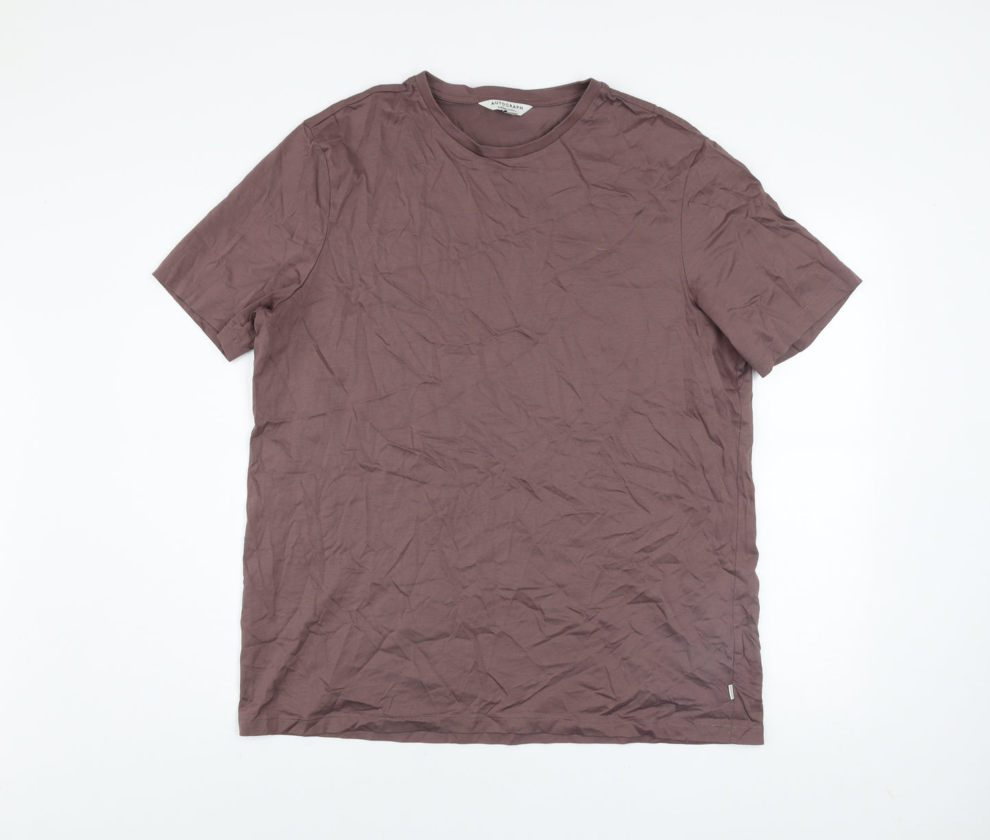 Marks and Spencer Autograph Men's Brown XL Cotton Crew Neck T-Shirt