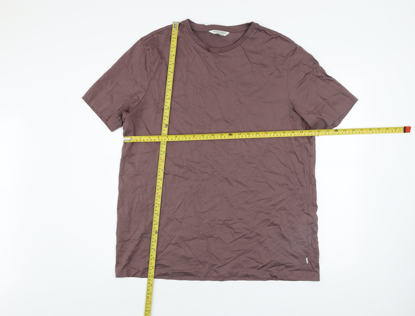 Marks and Spencer Autograph Men's Brown XL Cotton Crew Neck T-Shirt