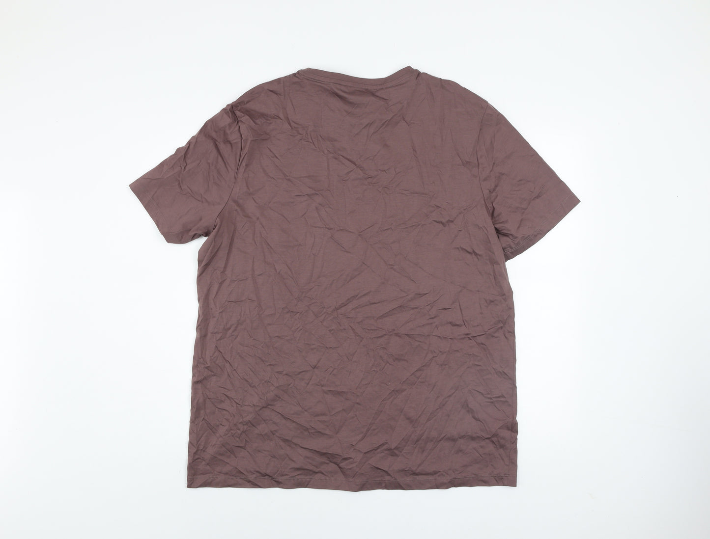 Marks and Spencer Autograph Men's Brown XL Cotton Crew Neck T-Shirt