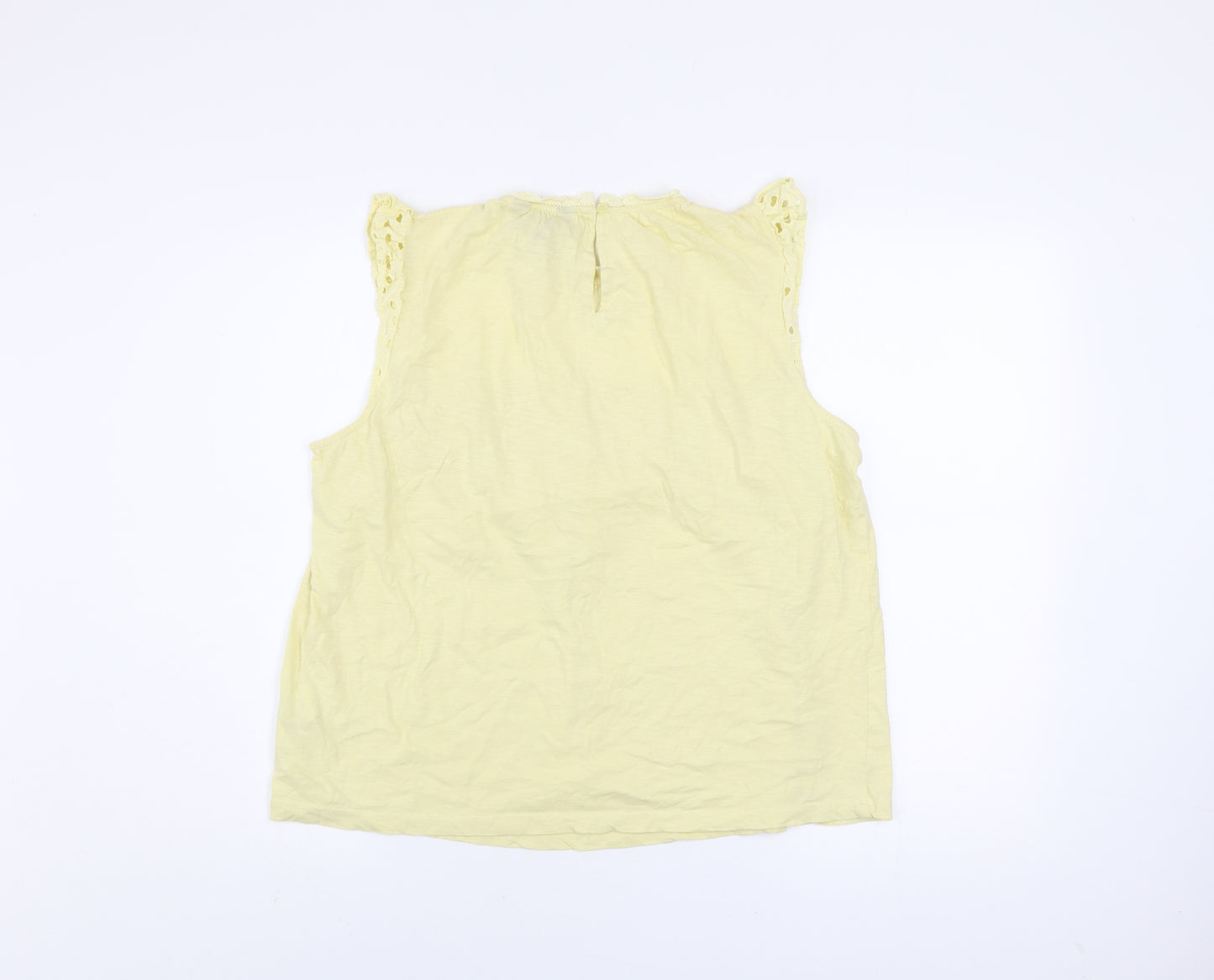 Lipsy Women Yellow Embroidered Cotton Tunic Blouse Size 16