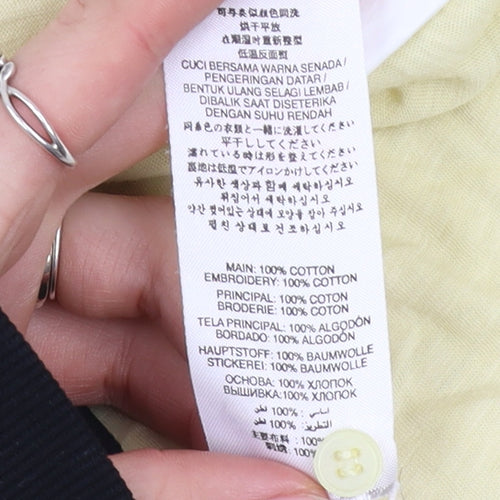 Lipsy Women Yellow Embroidered Cotton Tunic Blouse Size 16