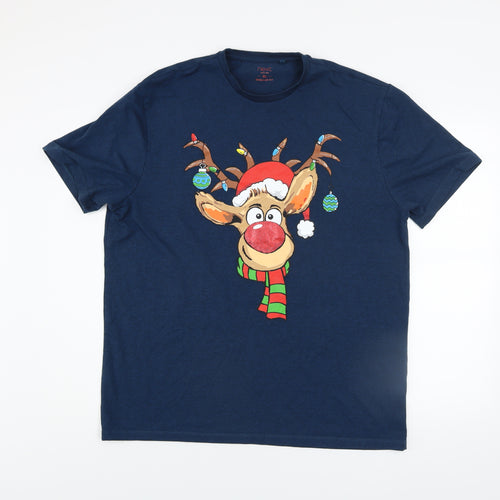 Next Men’s Blue Christmas Reindeer Graphic T-Shirt XL