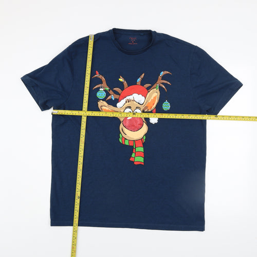 Next Men’s Blue Christmas Reindeer Graphic T-Shirt XL
