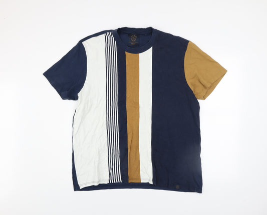 Next Men's Multicoloured Striped Cotton Crew Neck T-Shirt XL