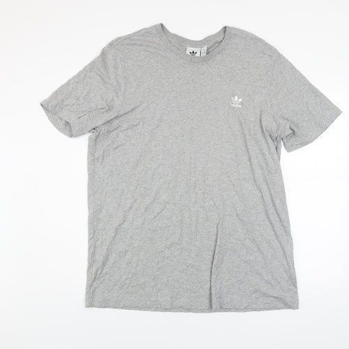 Adidas Men's Grey XL Crew Neck Cotton Short Sleeve T-Shirt