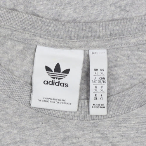 Adidas Men's Grey XL Crew Neck Cotton Short Sleeve T-Shirt