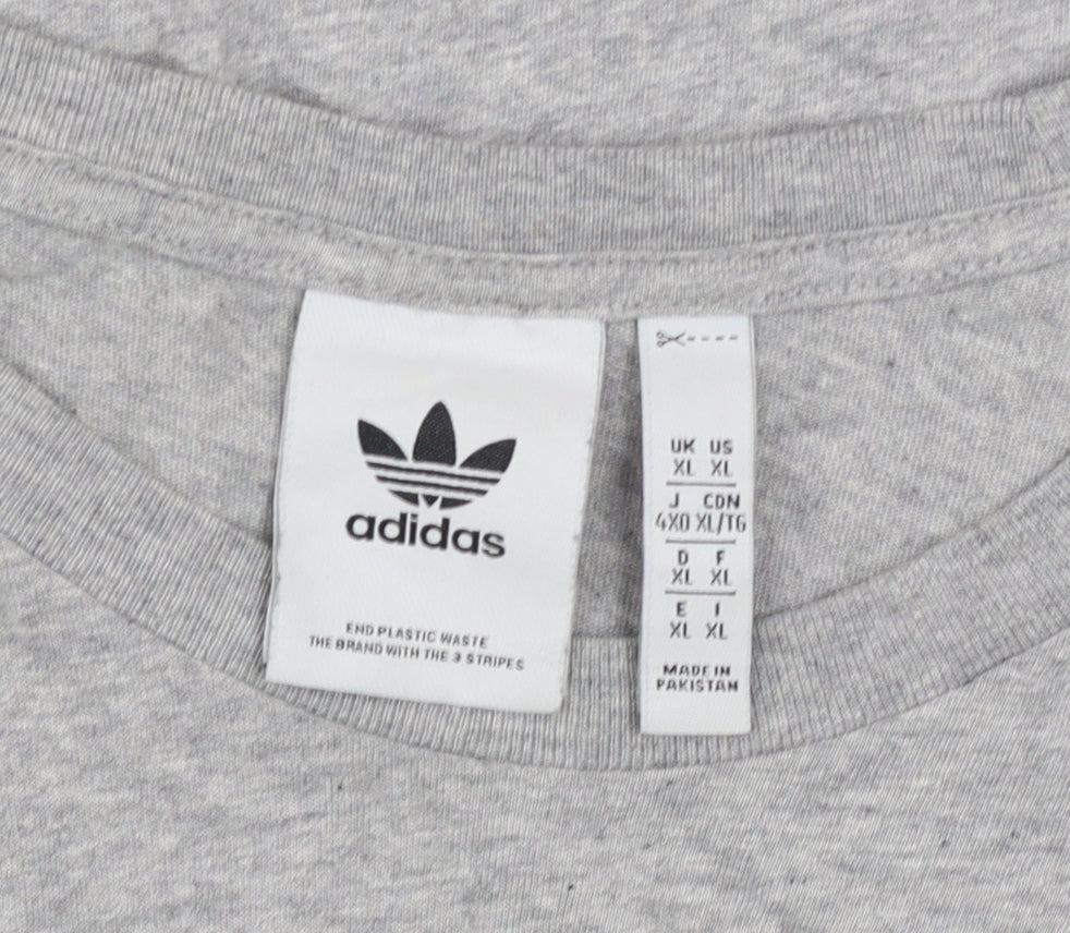 Adidas Men's Grey XL Crew Neck Cotton Short Sleeve T-Shirt