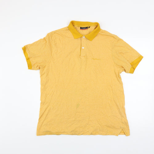 Pierre Cardin Men’s Yellow Striped Cotton Polo Shirt L