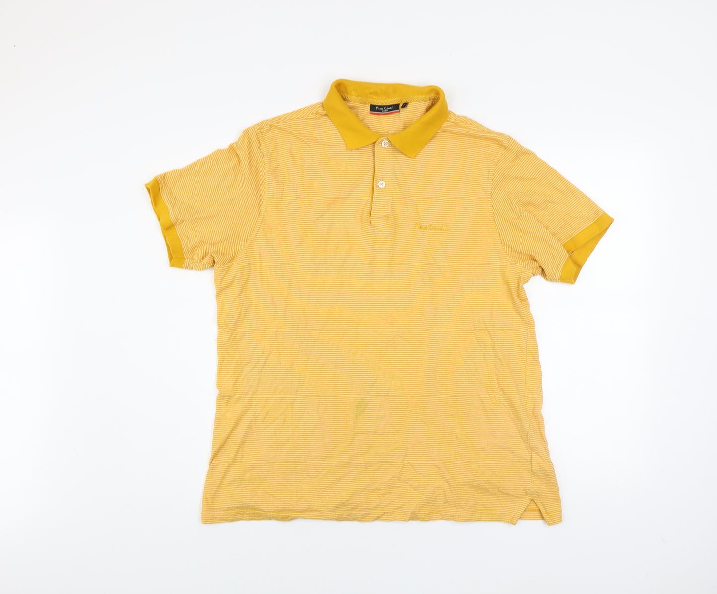 Pierre Cardin Men’s Yellow Striped Cotton Polo Shirt L