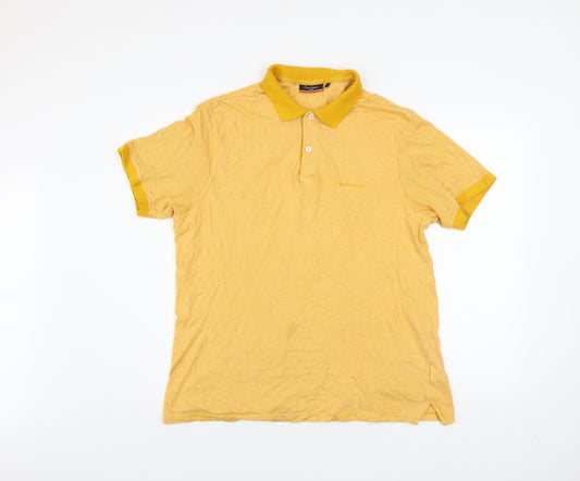 Pierre Cardin Men’s Yellow Striped Cotton Polo Shirt L