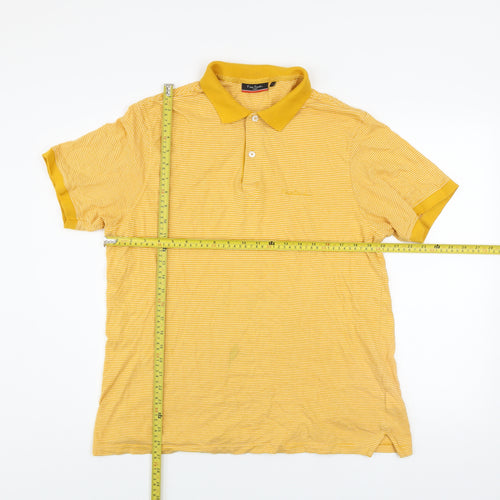 Pierre Cardin Men’s Yellow Striped Cotton Polo Shirt L
