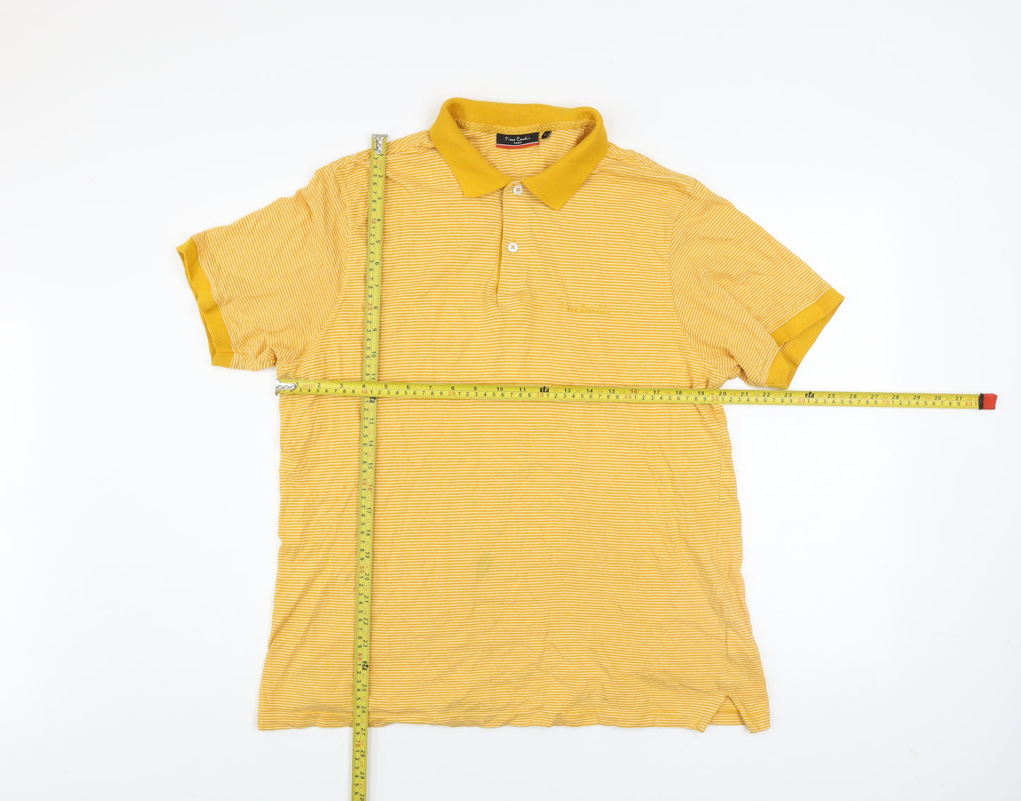 Pierre Cardin Men’s Yellow Striped Cotton Polo Shirt L