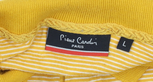 Pierre Cardin Men’s Yellow Striped Cotton Polo Shirt L