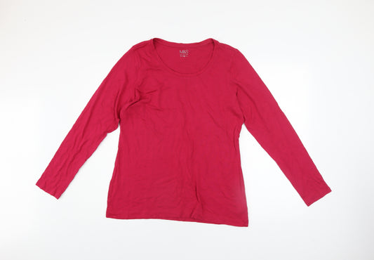 Marks and Spencer Women’s Red Long Sleeve Cotton Modal T-Shirt UK 16