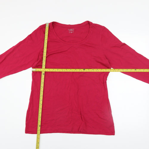 Marks and Spencer Women’s Red Long Sleeve Cotton Modal T-Shirt UK 16