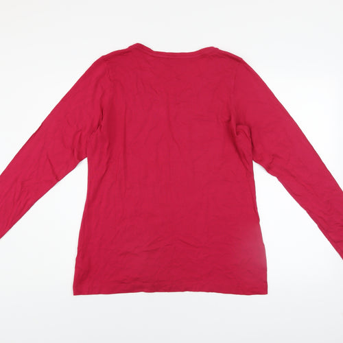 Marks and Spencer Women’s Red Long Sleeve Cotton Modal T-Shirt UK 16