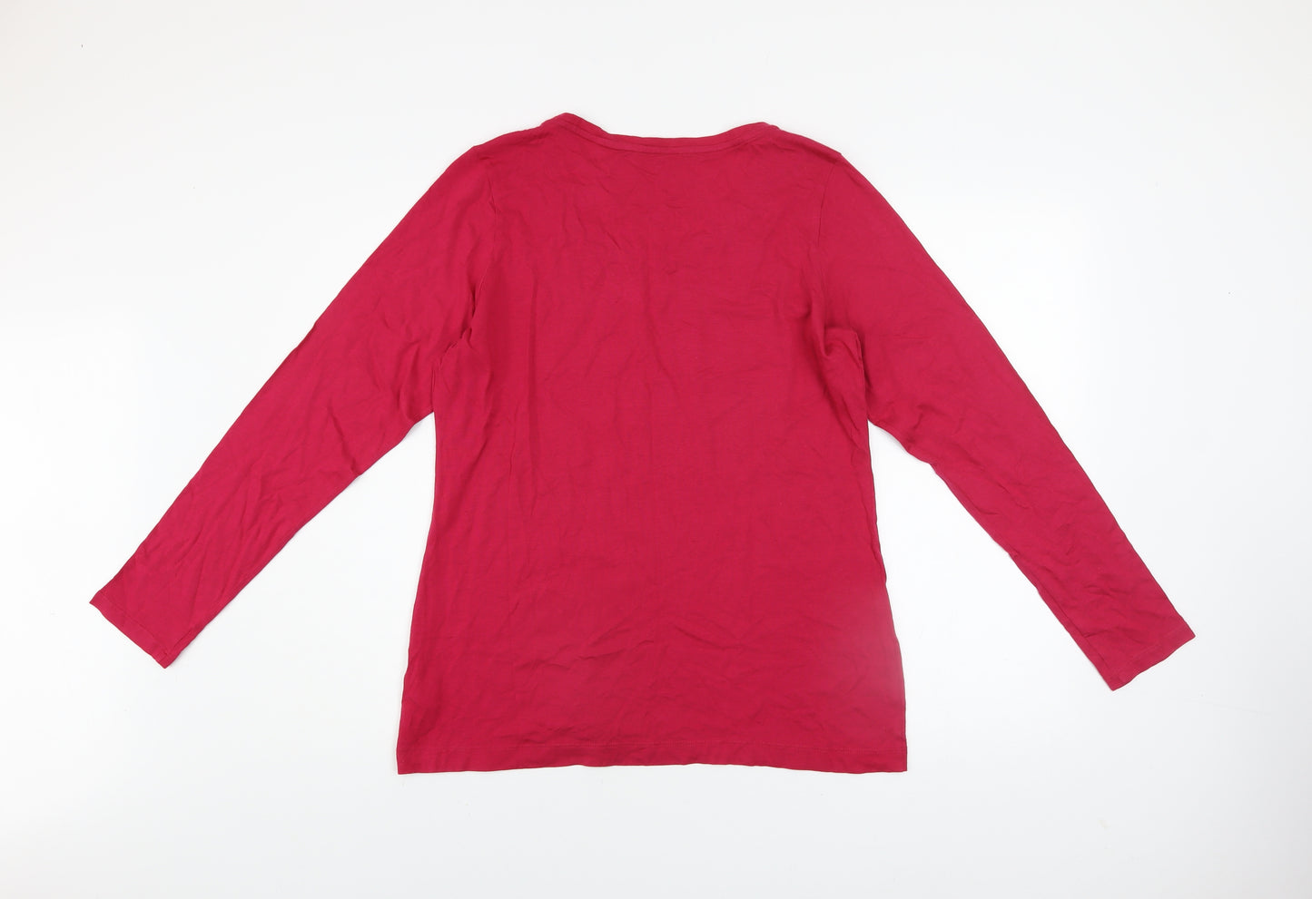 Marks and Spencer Women’s Red Long Sleeve Cotton Modal T-Shirt UK 16