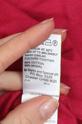 Marks and Spencer Women’s Red Long Sleeve Cotton Modal T-Shirt UK 16